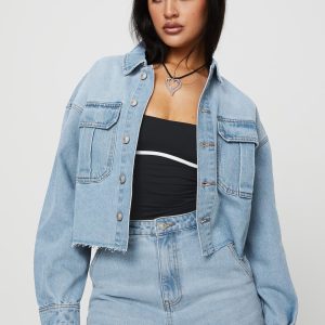 Belgrove Cropped Denim Jacket Mid Wash