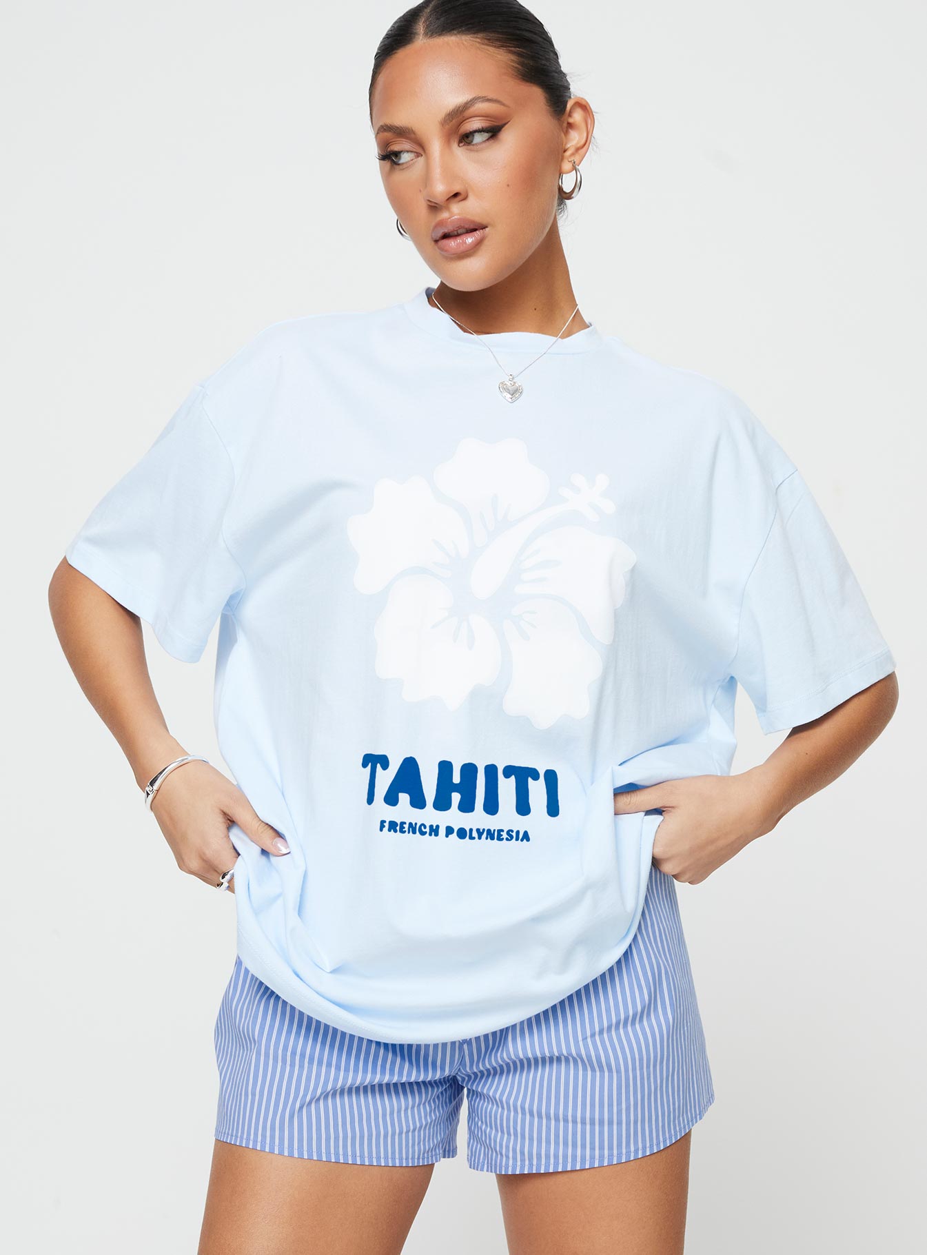 Tahiti Island Oversized Tee Blue - Image 2