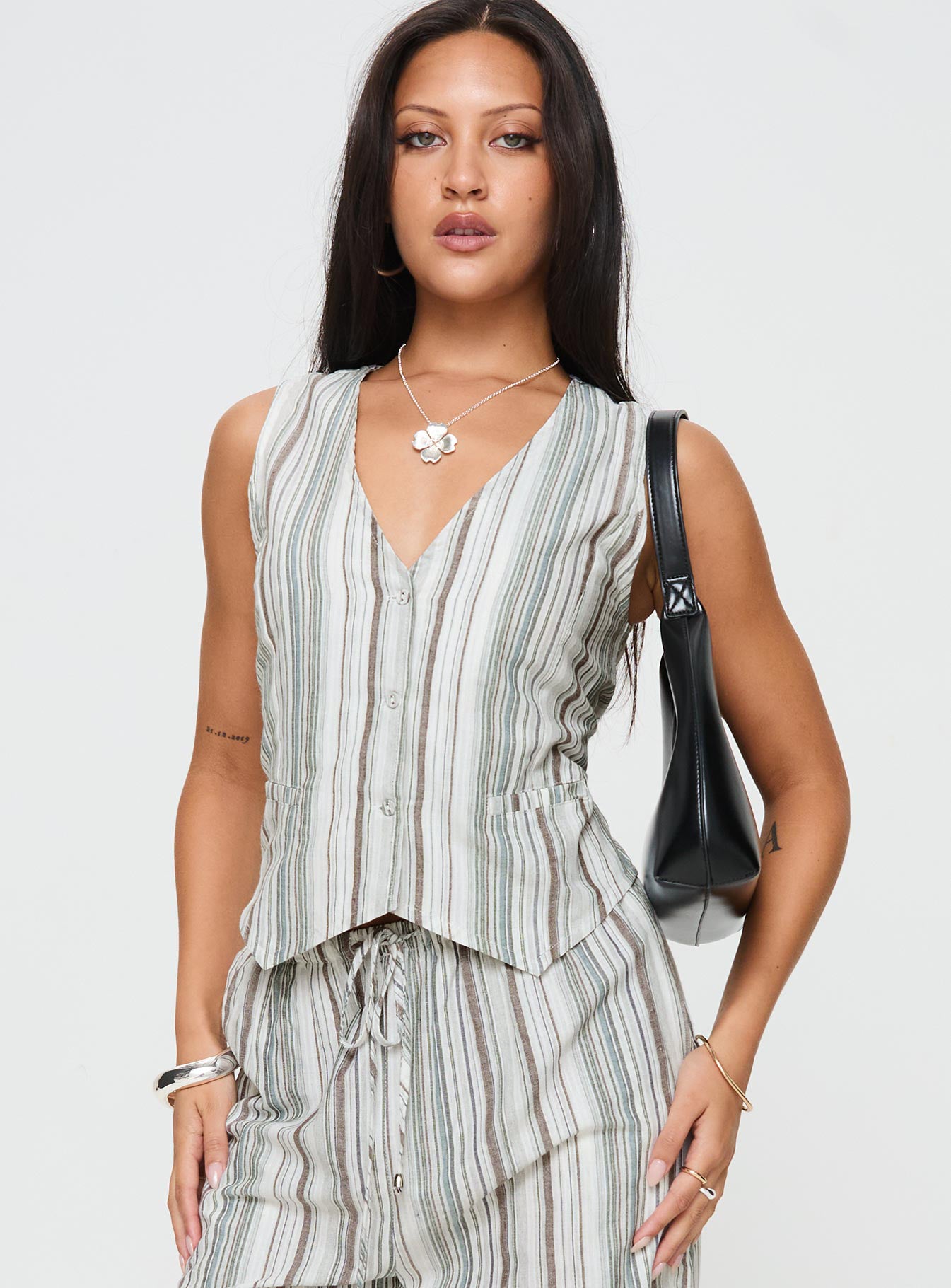 Flutters Vest Top White / Blue Stripe - Image 2