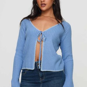 Jaimee Tie Up Knit Top Blue