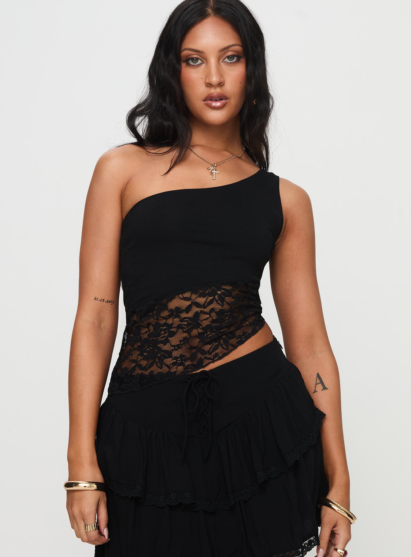 Damarie One Shoulder Top Black - Image 2