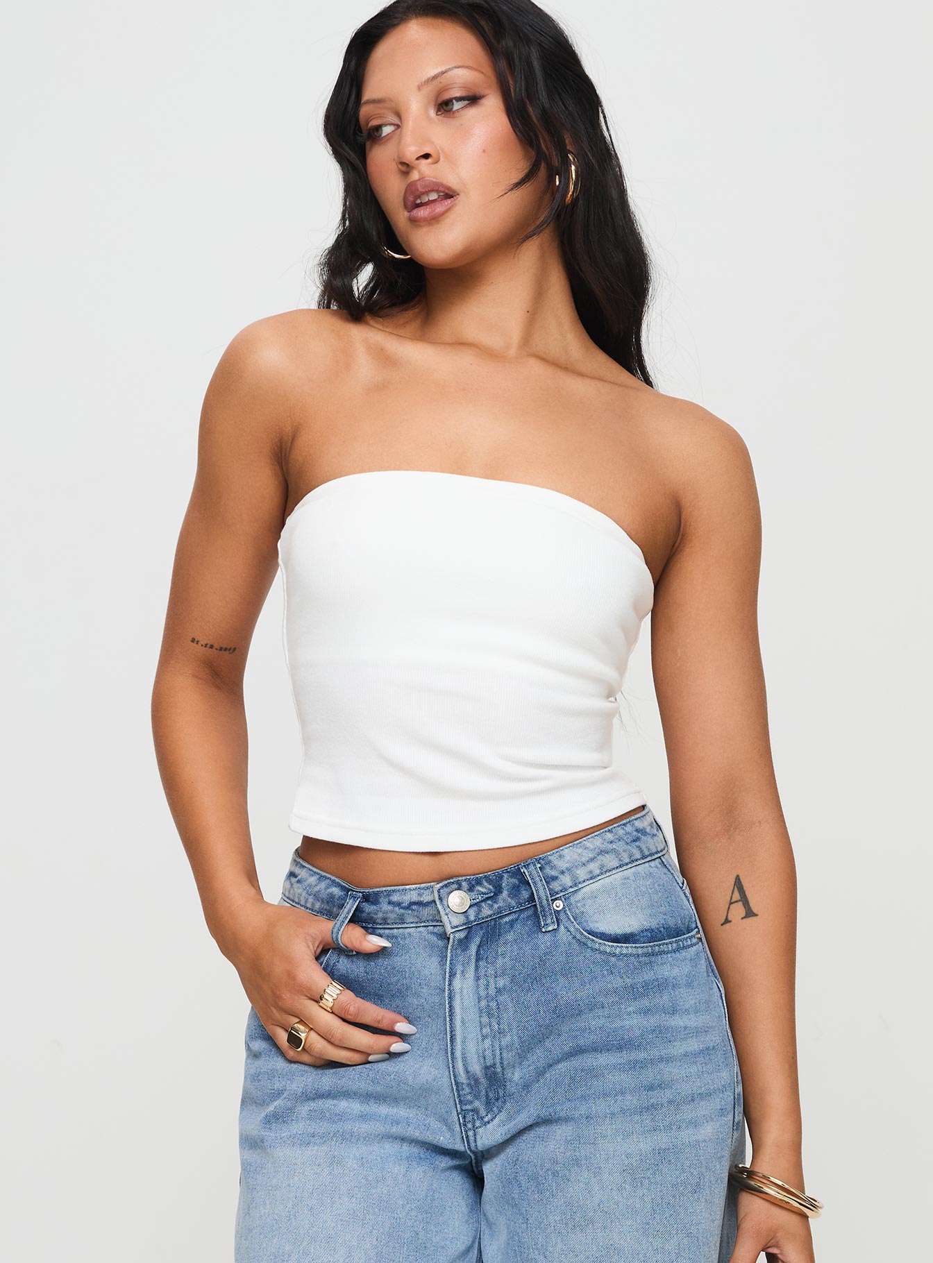 Baseline Strapless Rib Top White - Image 2