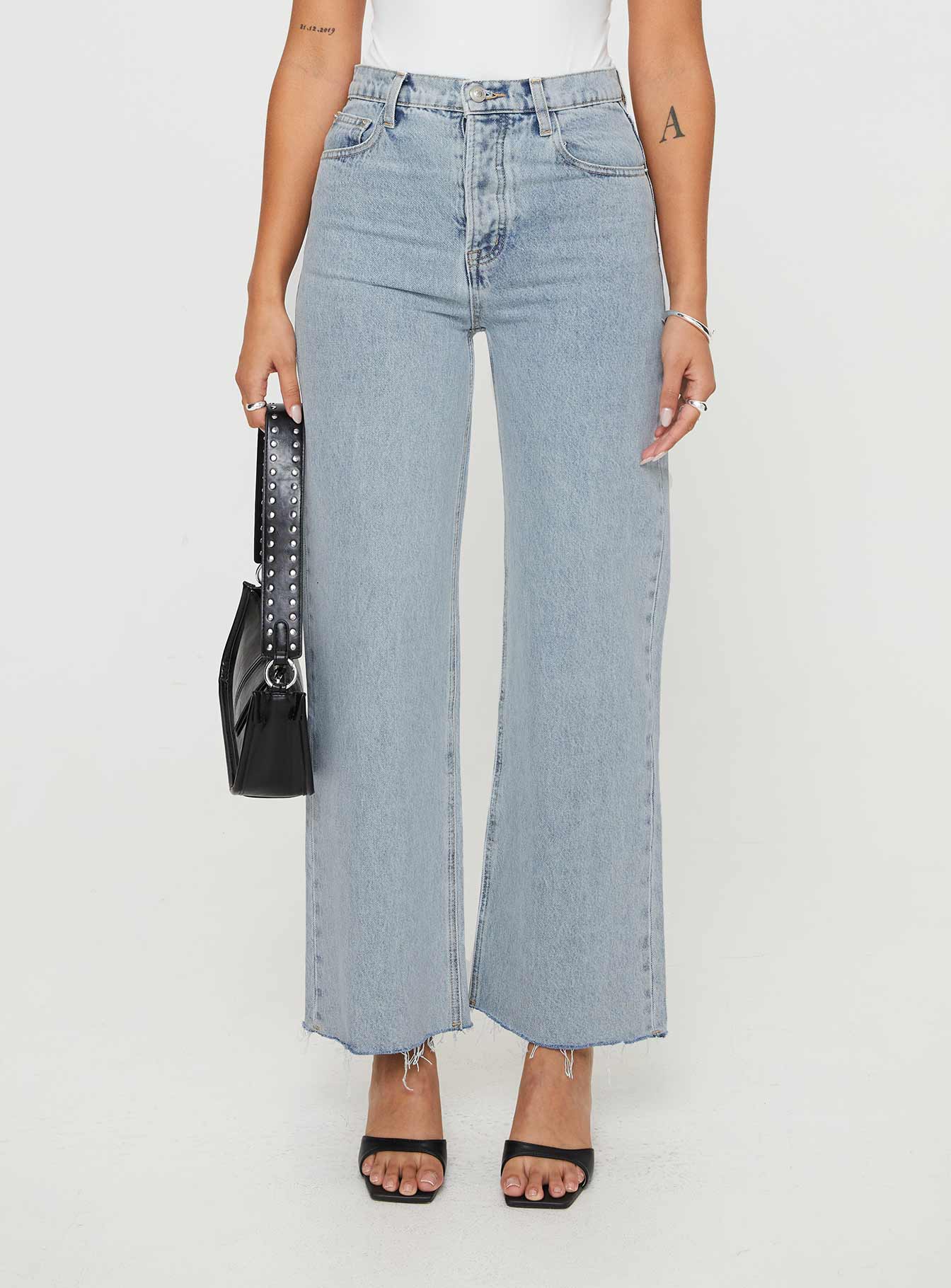 Fawcett High Rise Straight Leg Jeans Light Blue Wash Petite - Image 2