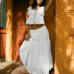 Cherry On Top Maxi Skirt White