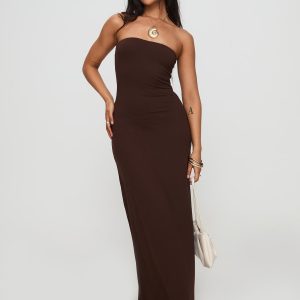 Bellaire Strapless Maxi Dress Brown