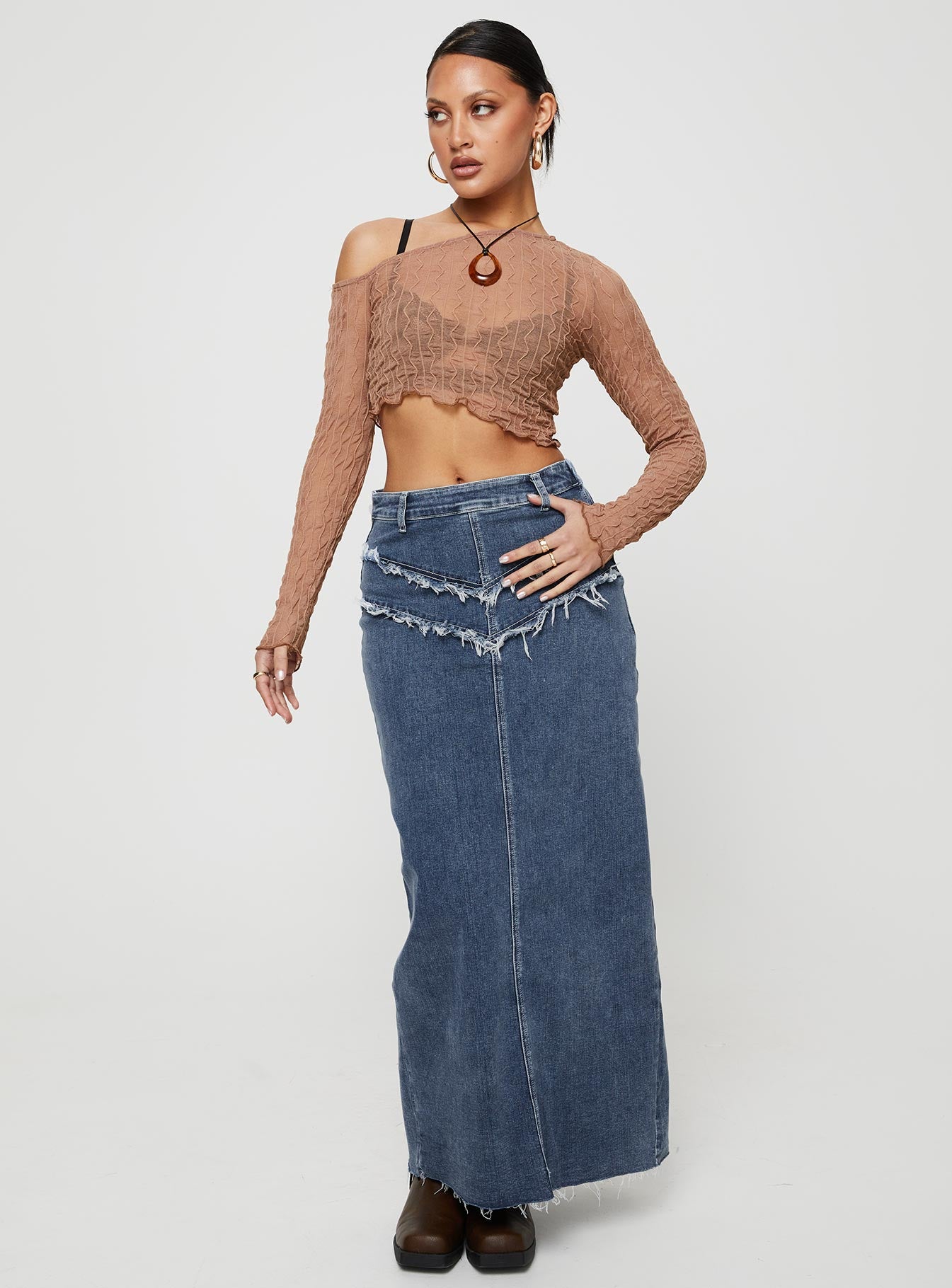 Lune Denim Maxi Skirt Blue - Image 2