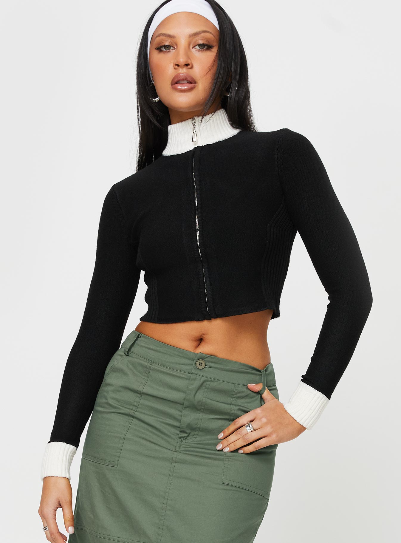 Meggie Polo Knit Sweater Black - Image 2