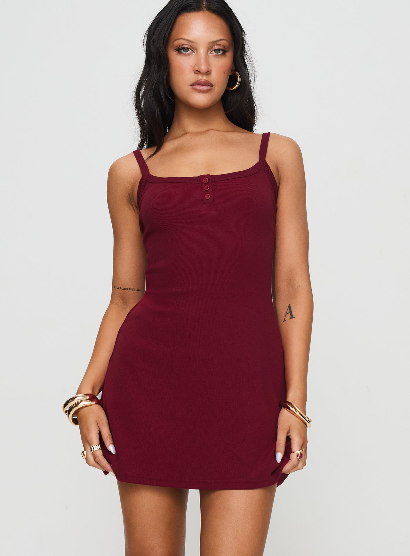 Baseline Rib Mini Dress Red - Image 2