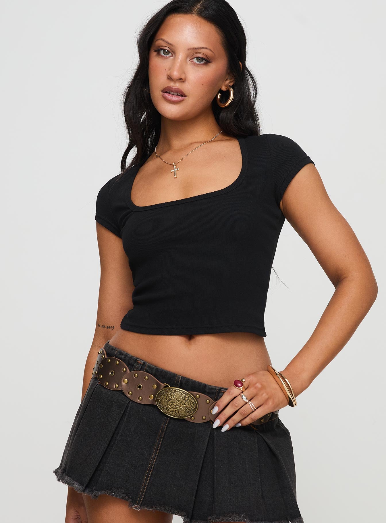 Baseline Square Neck Rib Top Black - Image 2