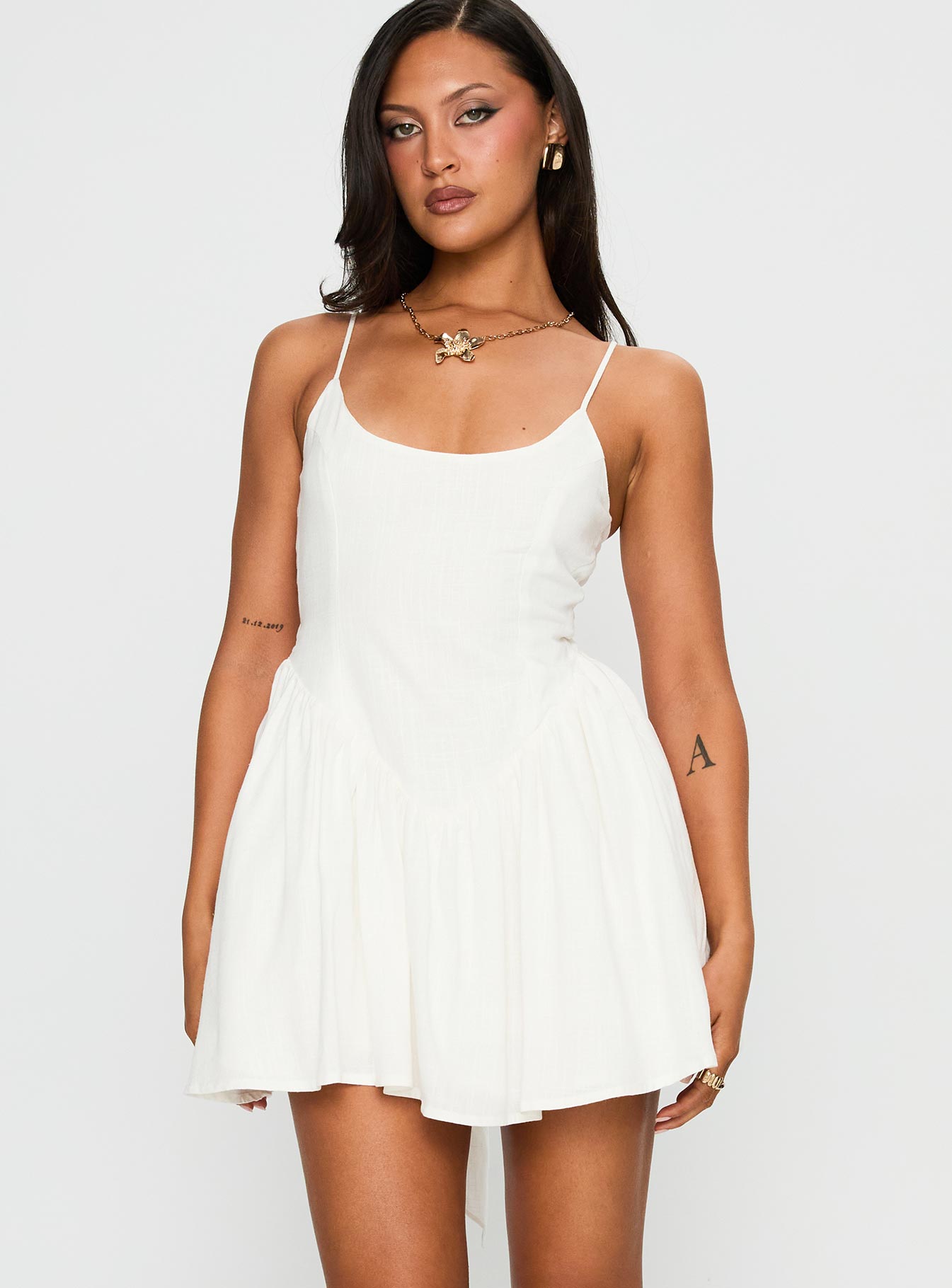 Angel Wings Tie Up Mini Dress White - Image 2