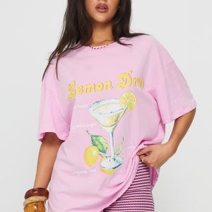 Lemon Drop Oversized Top Pink
