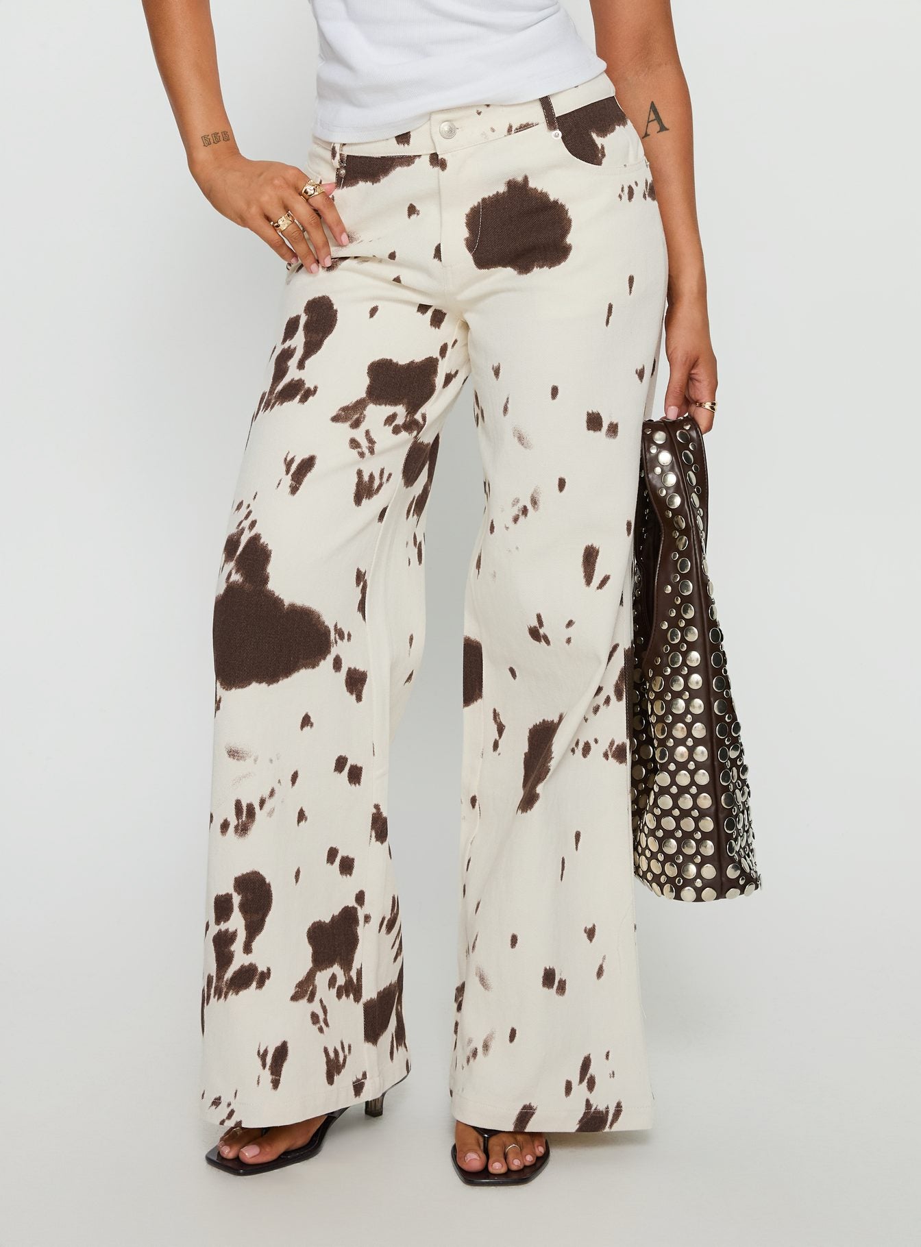 Big Dreamer Low Rise Straight Leg Jeans Cow Print - Image 2