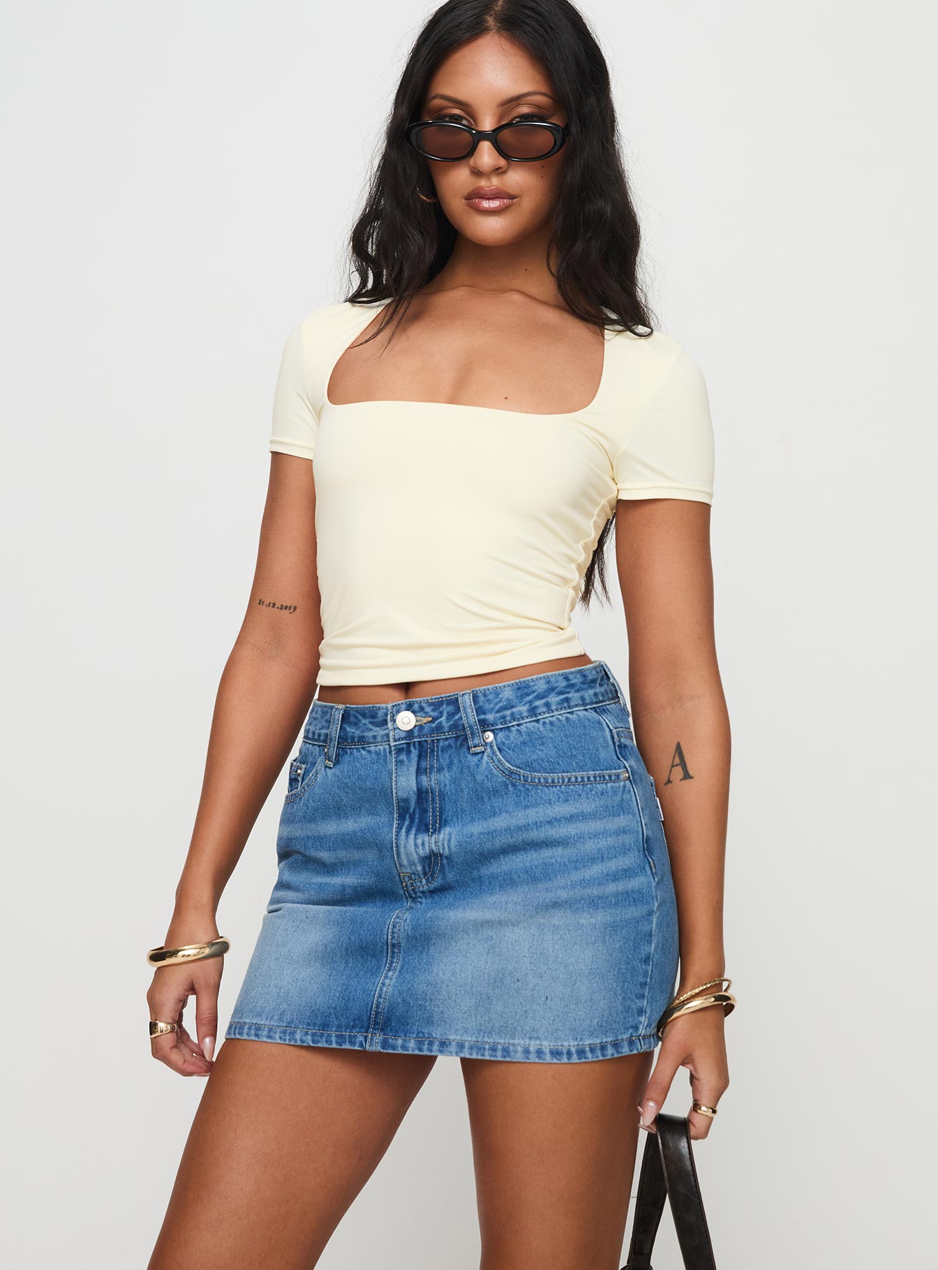 Paulette Denim Mini Skirt Light Wash - Image 2