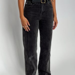Karlina High Rise Straight Leg Jeans Charcoal
