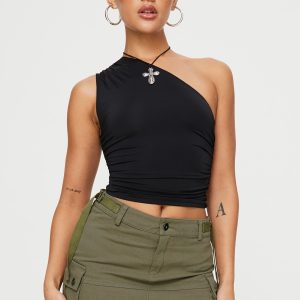 Annem One Shoulder Top Black