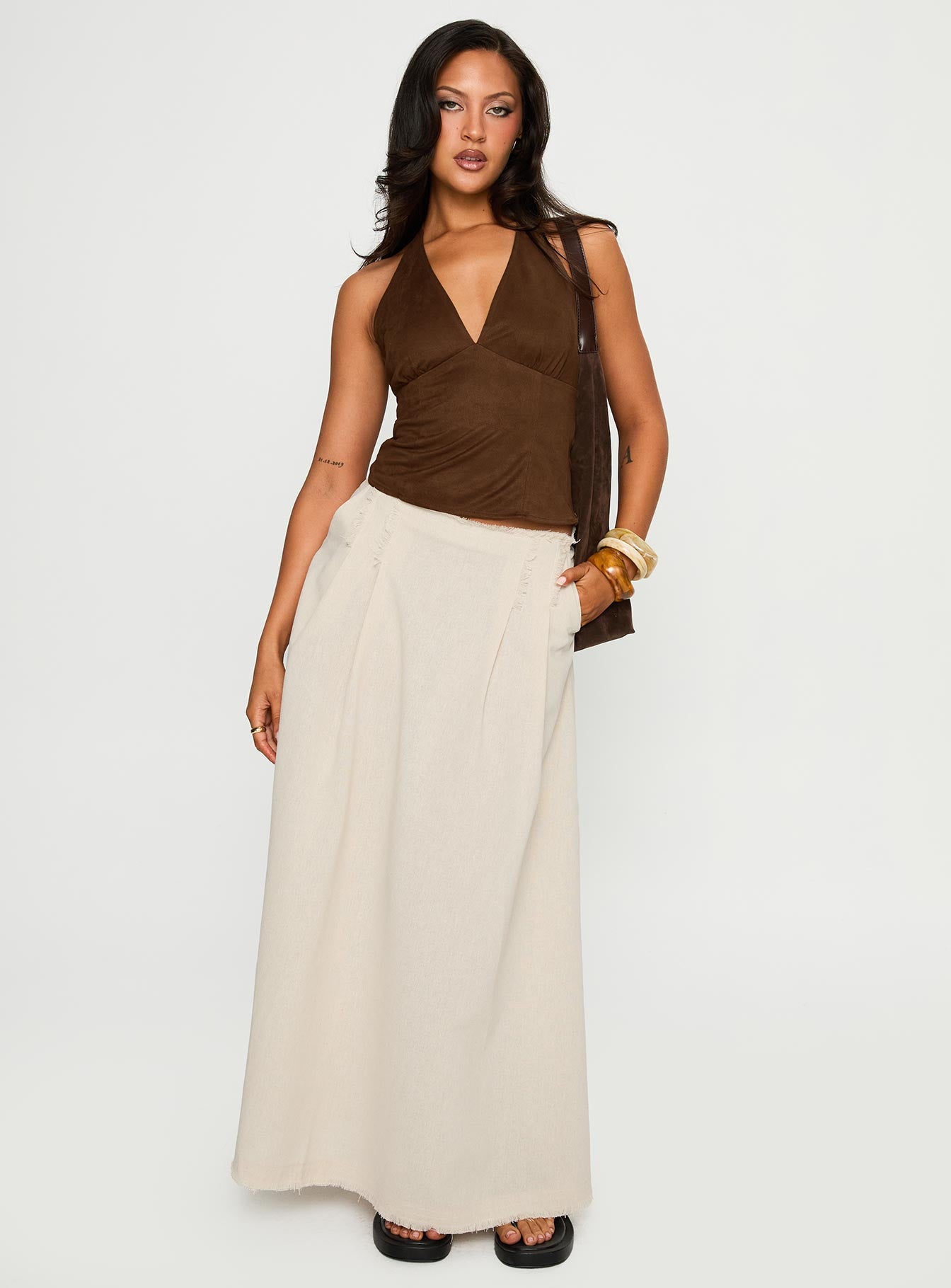 Bohemian Spirit Maxi Skirt Beige - Image 2