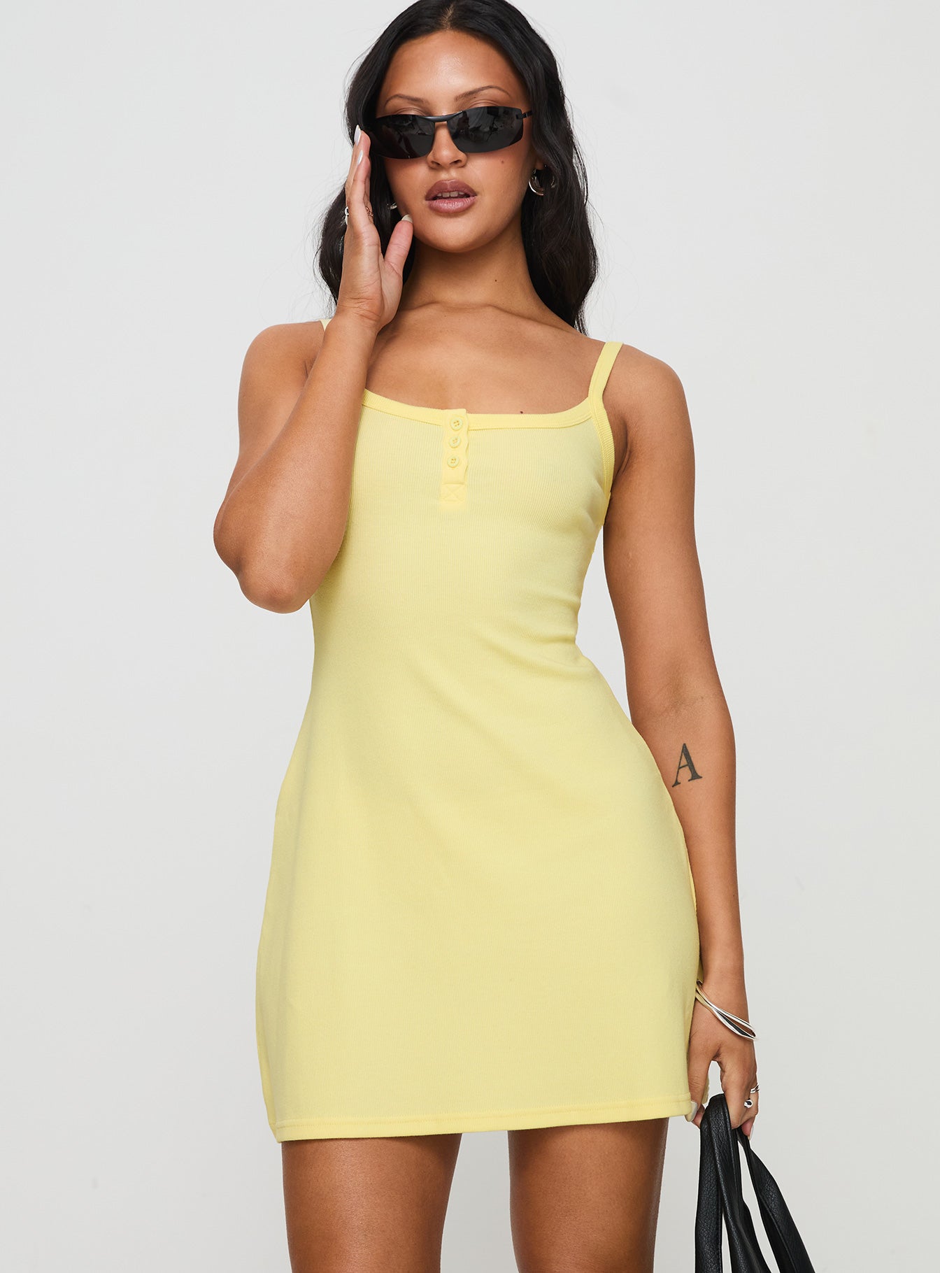 Baseline Rib Mini Dress Yellow - Image 2