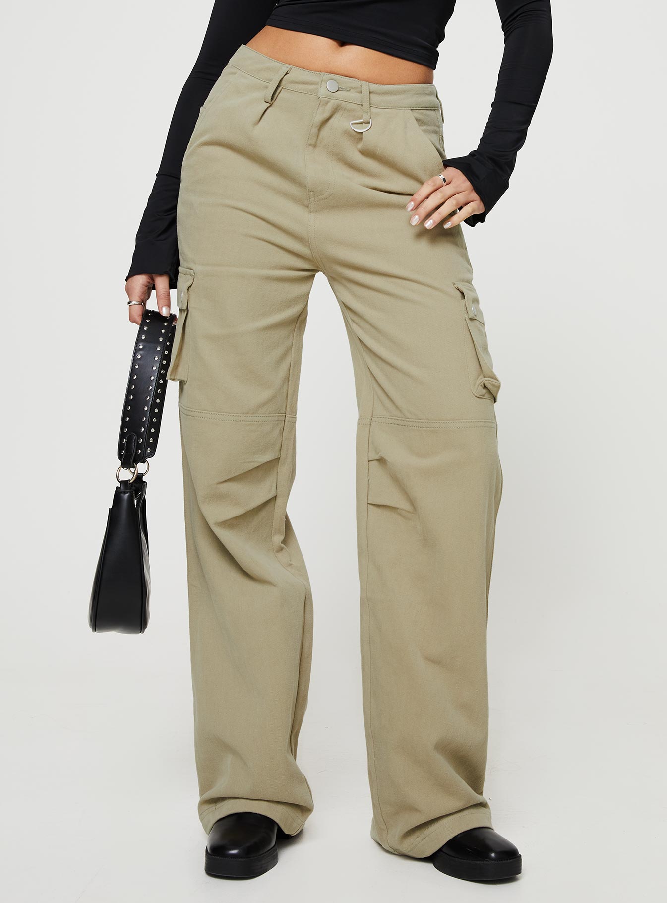 Paige Mid Rise Cargo Jean Sage - Image 3