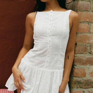 Sweeter Places Embroidered Mini Dress White Petite