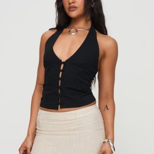 Vayda Halter Top Black