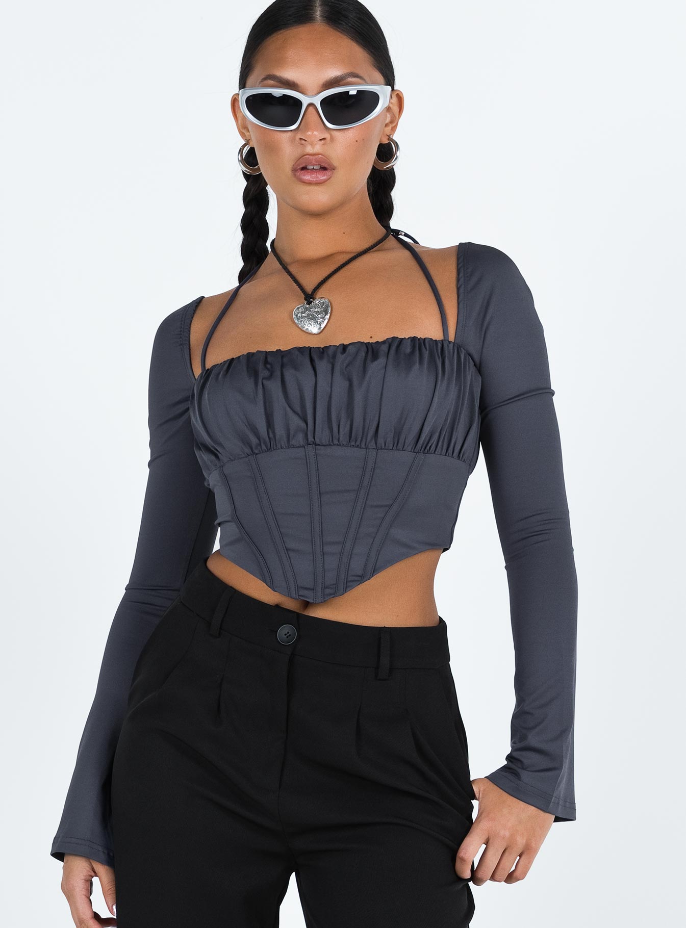 Dennison Long Sleeve Top Grey - Image 2