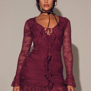 Sidonie Long Sleeve Mini Dress Red