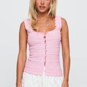 Lost Frontier Button Up Top Pink