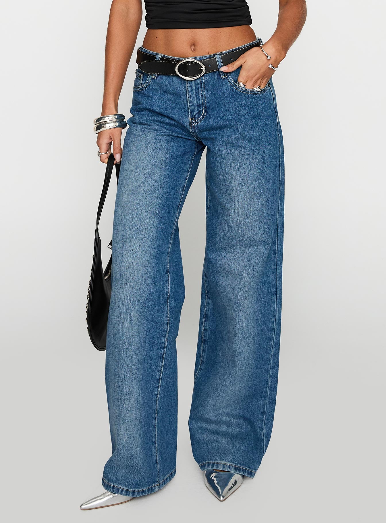 On Sunset Mid Rise Straight Leg Jeans Dark Wash - Image 2