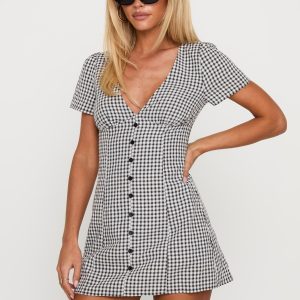 Loveliness Playsuit Black / White Check