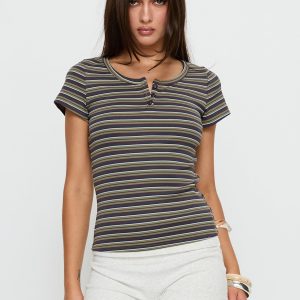 Addrianne Button Up Top Multi Stripe