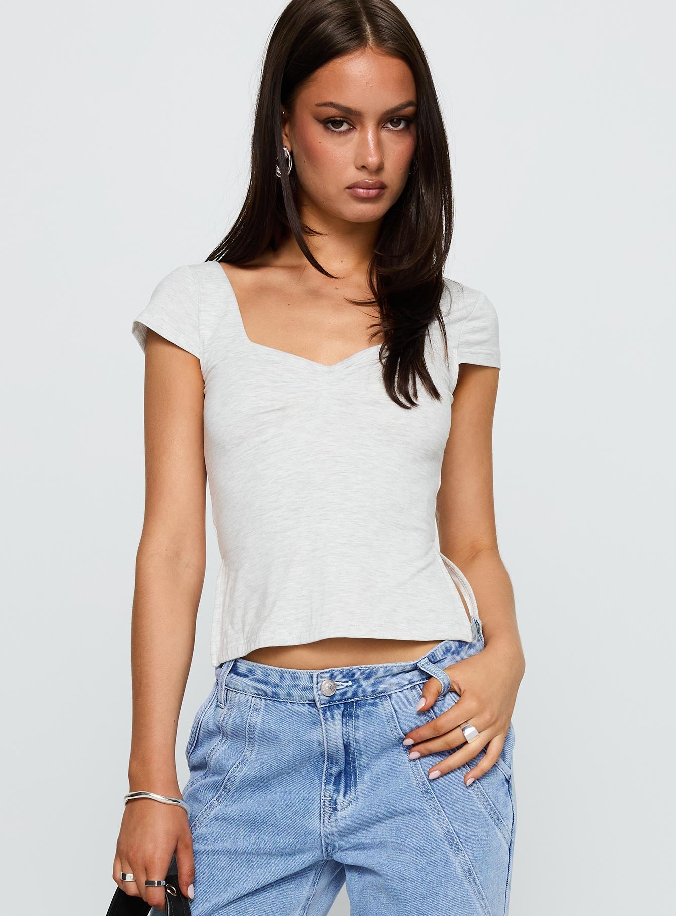 Rehna Short Sleeve Top Grey Marle - Image 2