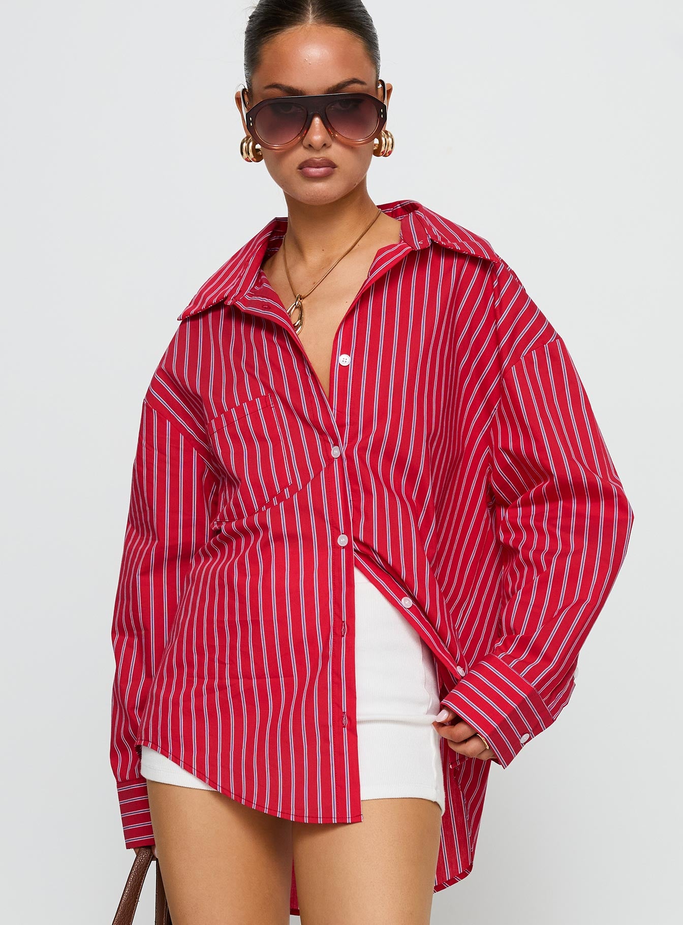 Kodhi Oversized Long Sleeve Top Red Stripe - Image 2