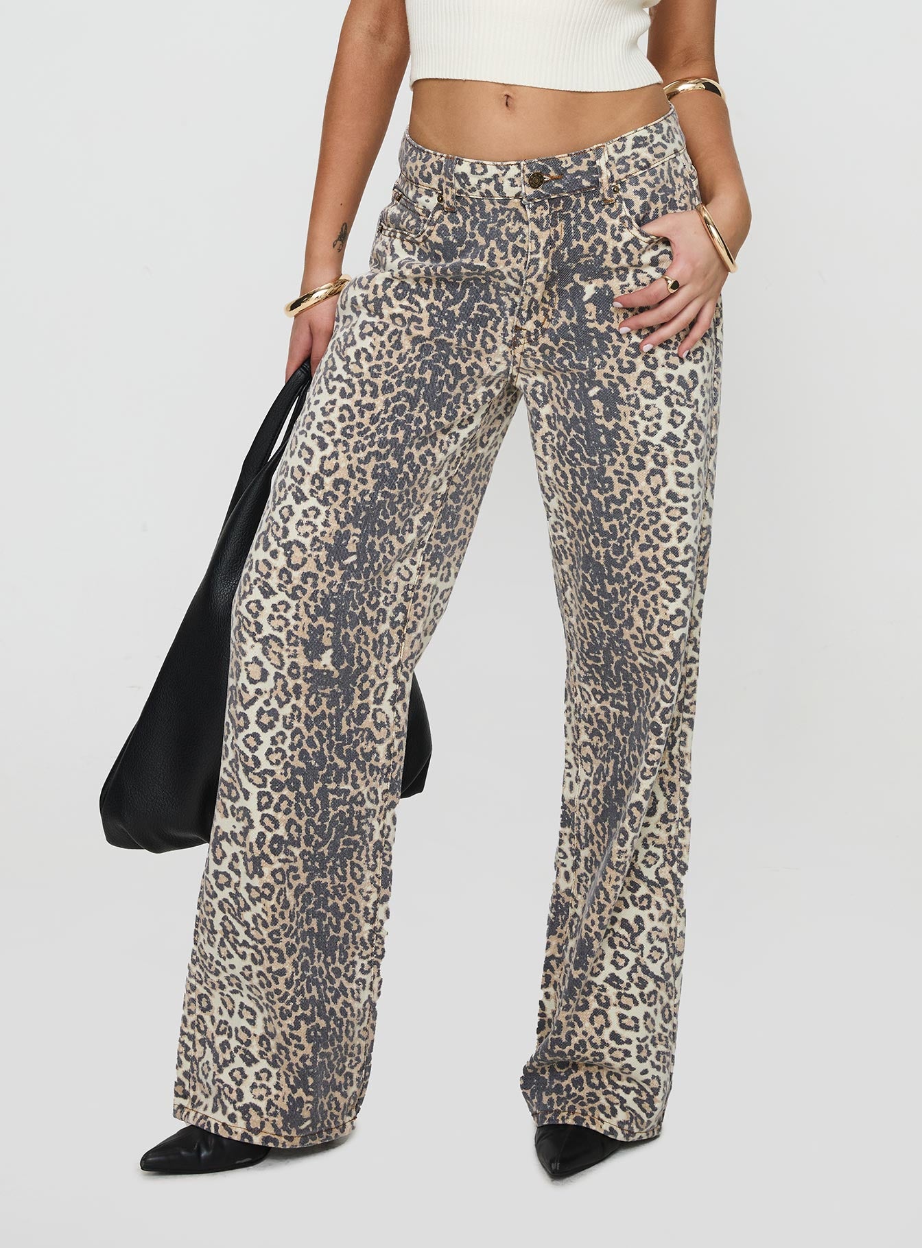 Top Model Low Rise Straight Leg Jeans Leopard Fade - Image 2