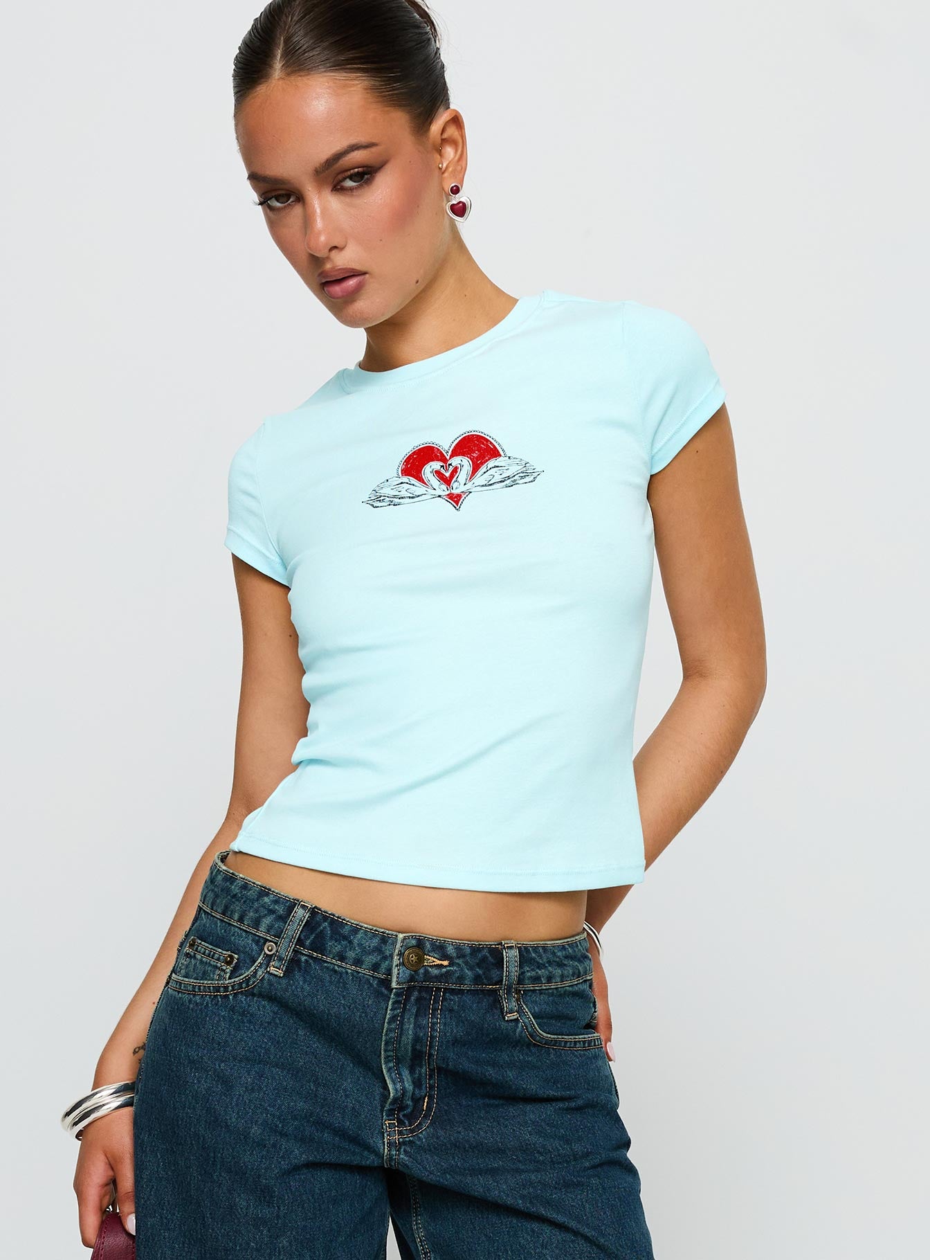 Sweet Swans Baby Tee Blue - Image 2