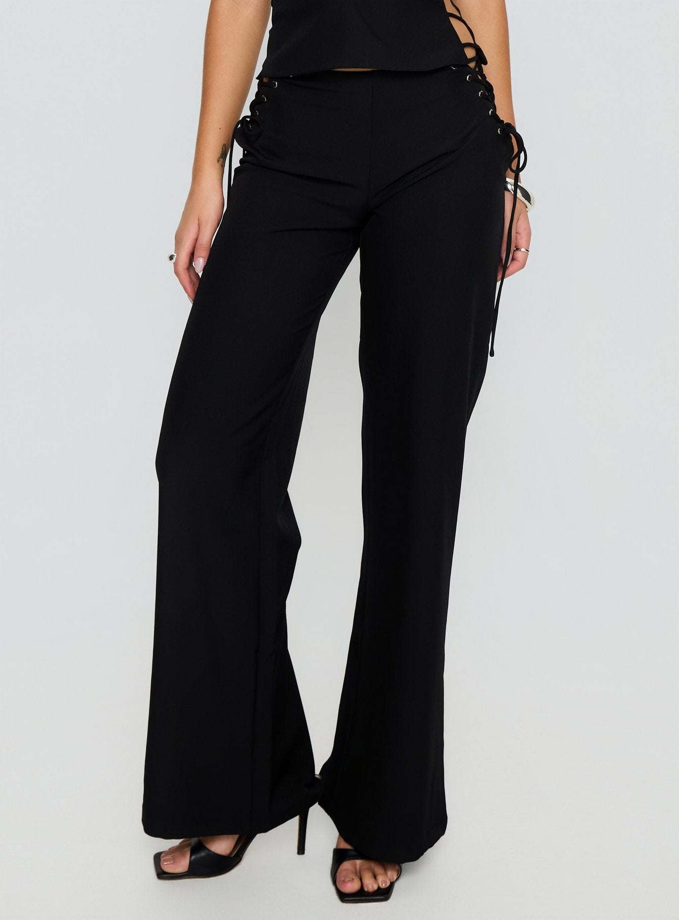 Riane Lace Up Pants Black - Image 2