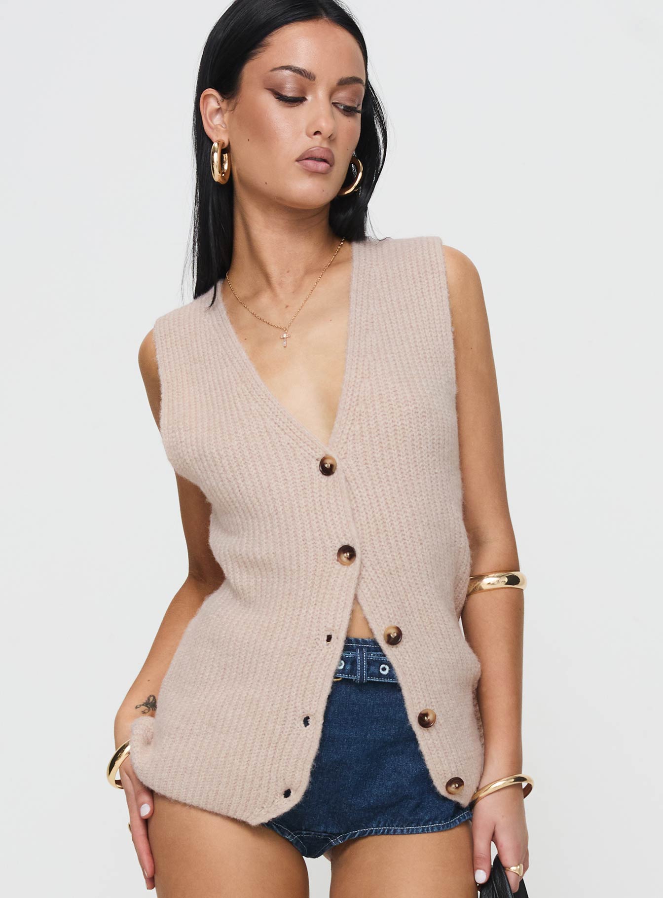Nowah Knit Vest Beige - Image 2