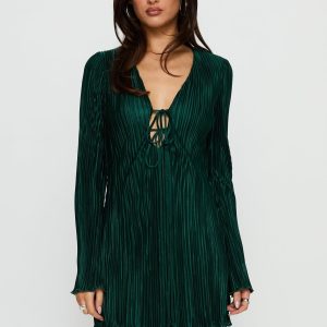 Malop Long Sleeve Mini Dress Emerald