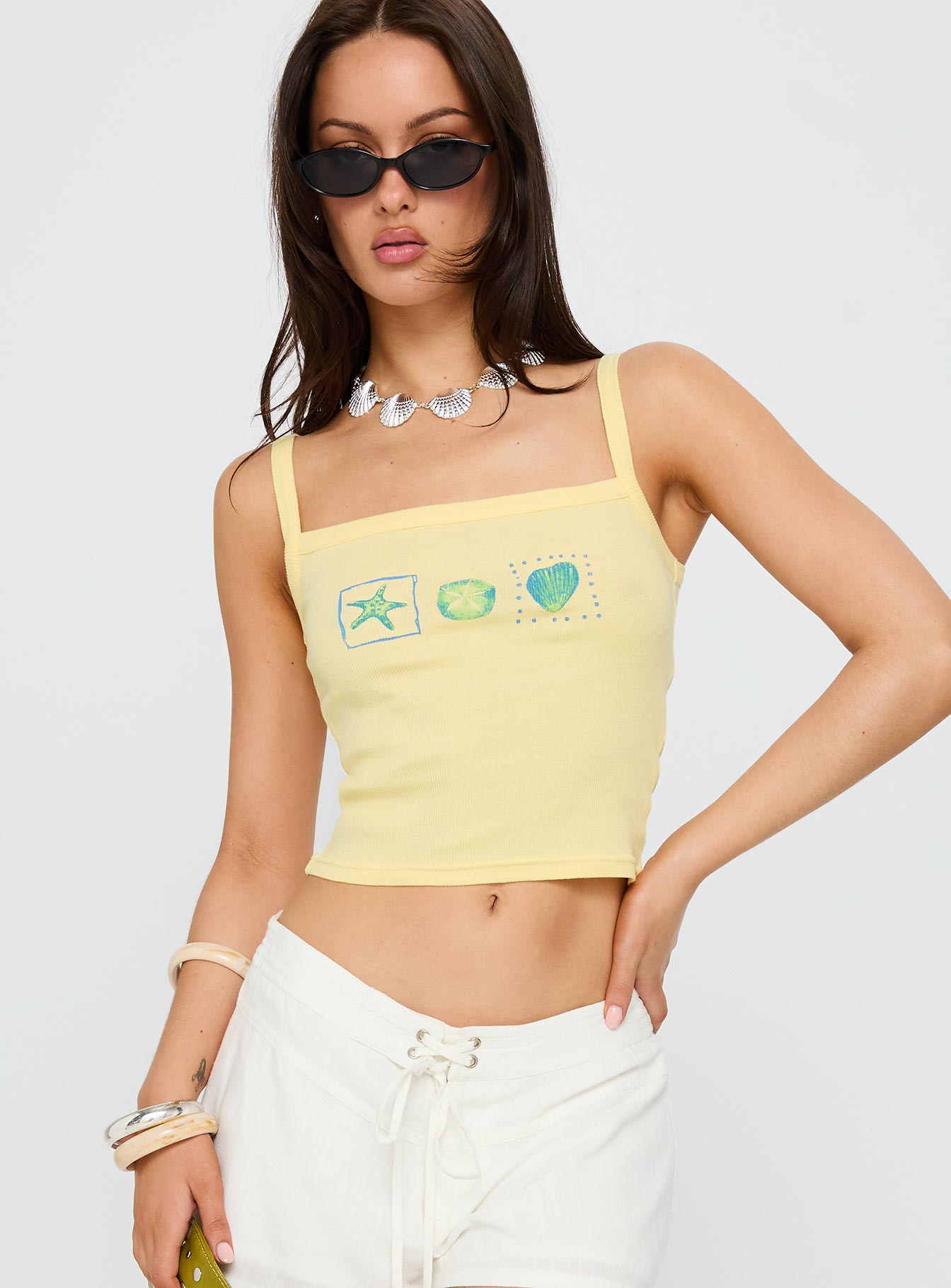 Seashore Shells Graphic Tank Yellow - Image 2