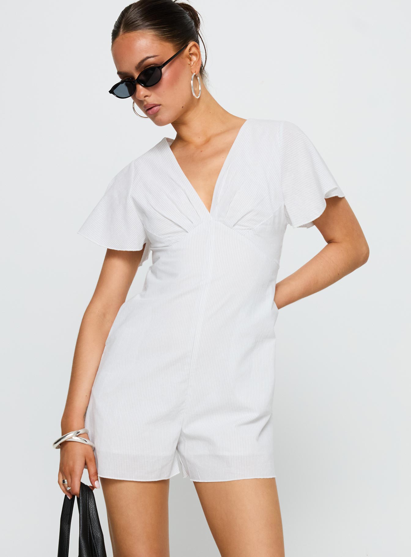 Full Of Strangers Playsuit White Stripe - Image 2