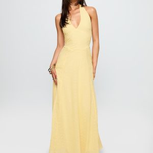 Summer State Halter Maxi Dress Yellow