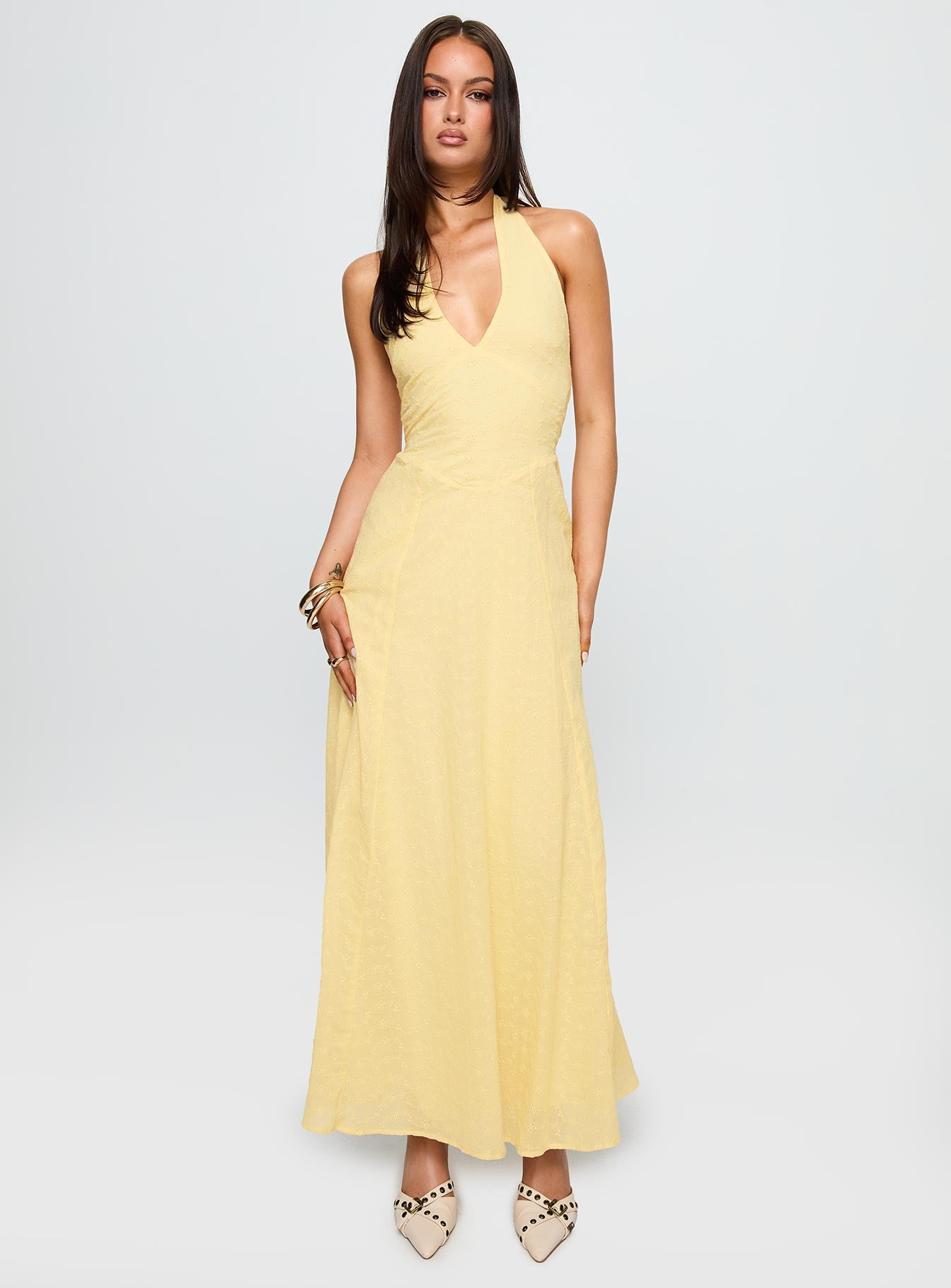 Summer State Halter Maxi Dress Yellow