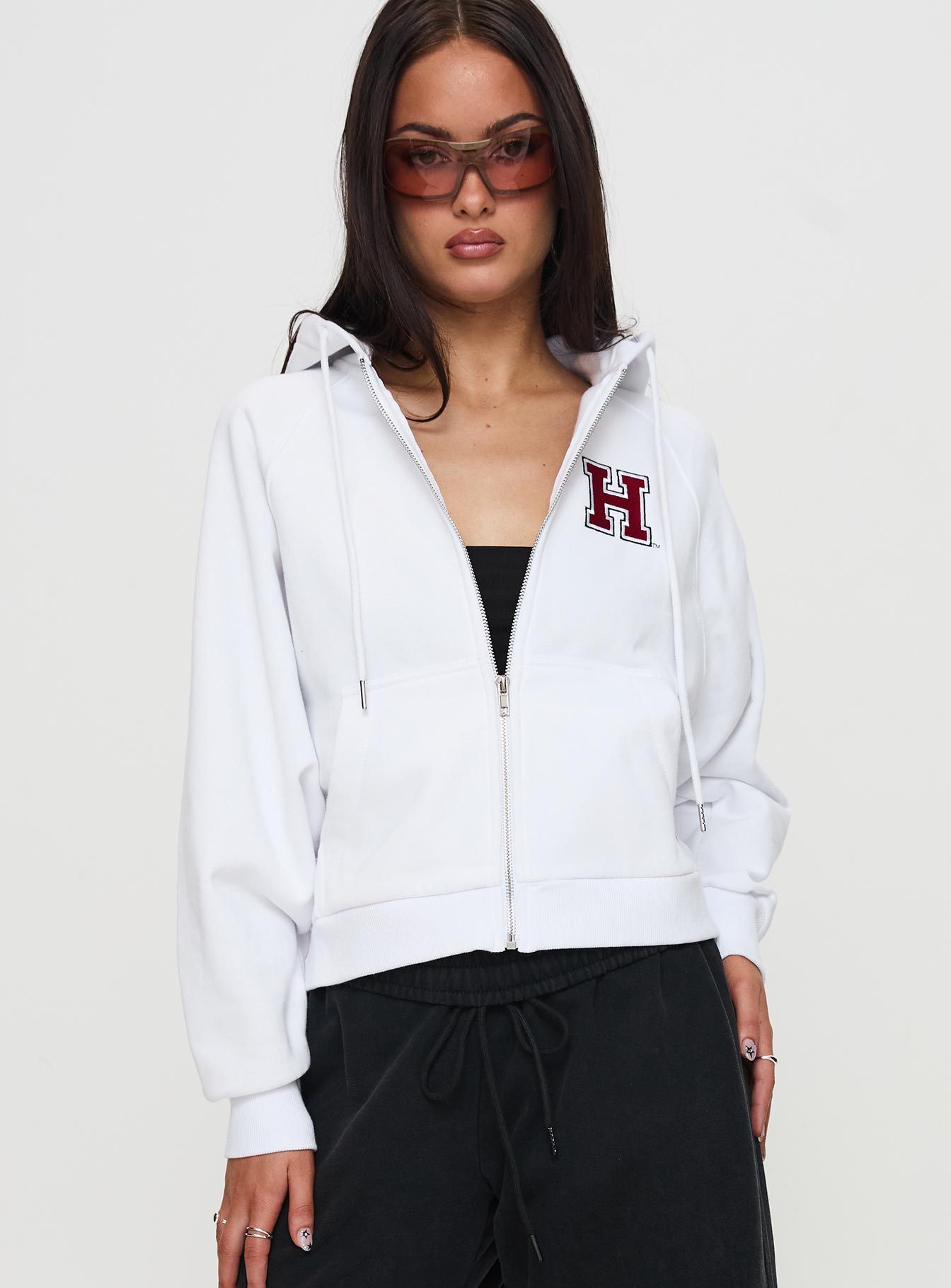 Harvard Raglan Zip Up White / Red - Image 2