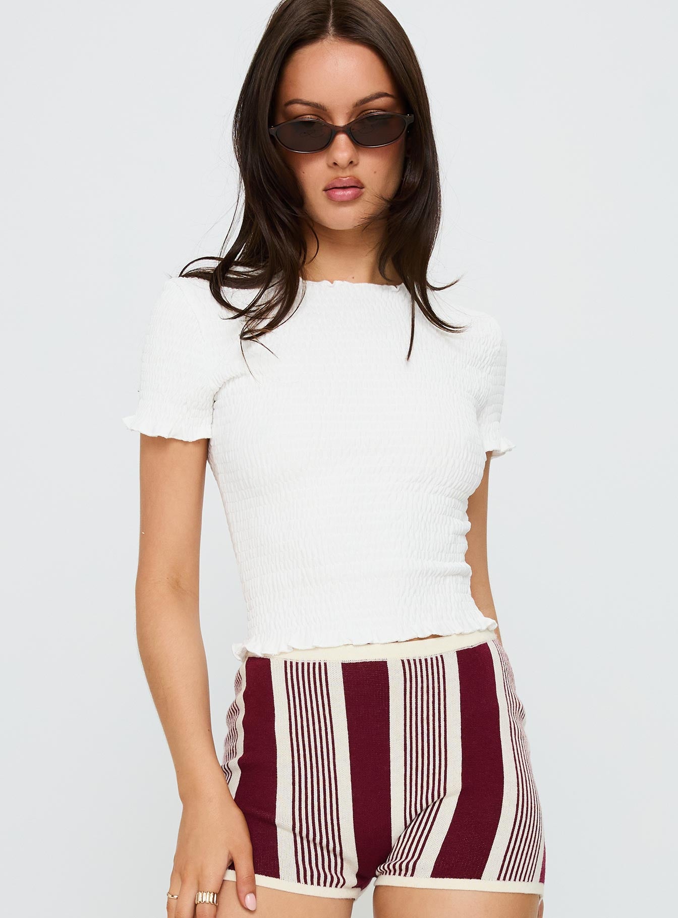 Palm Reader Shirred Top White - Image 2