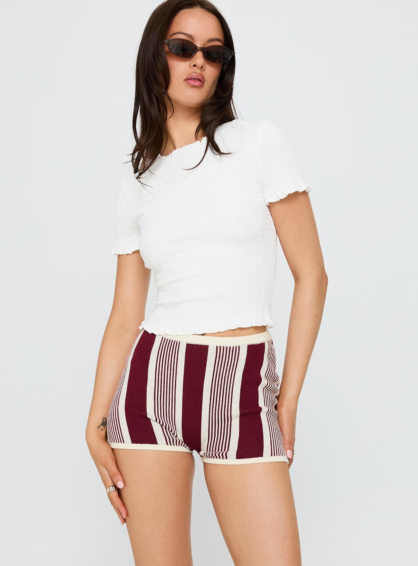 Annisten Knit Shorts Red / Cream Stripe - Image 2