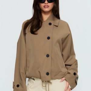 Sandria Cropped Trench Coat Beige