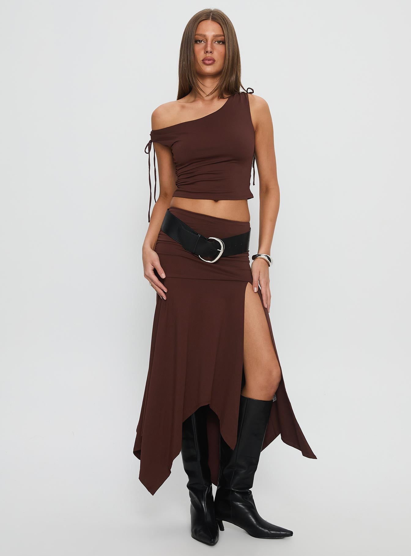 Azlynn Off Shoulder Set Brown - Image 2