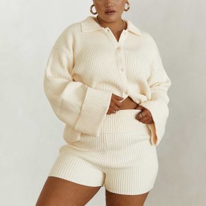 Jadri Knit Shorts Cream Curve