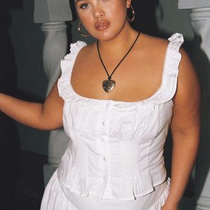 Isadoria Frill Top White Curve