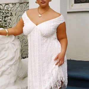 Breezy Off The Shoulder Mini Dress White Curve