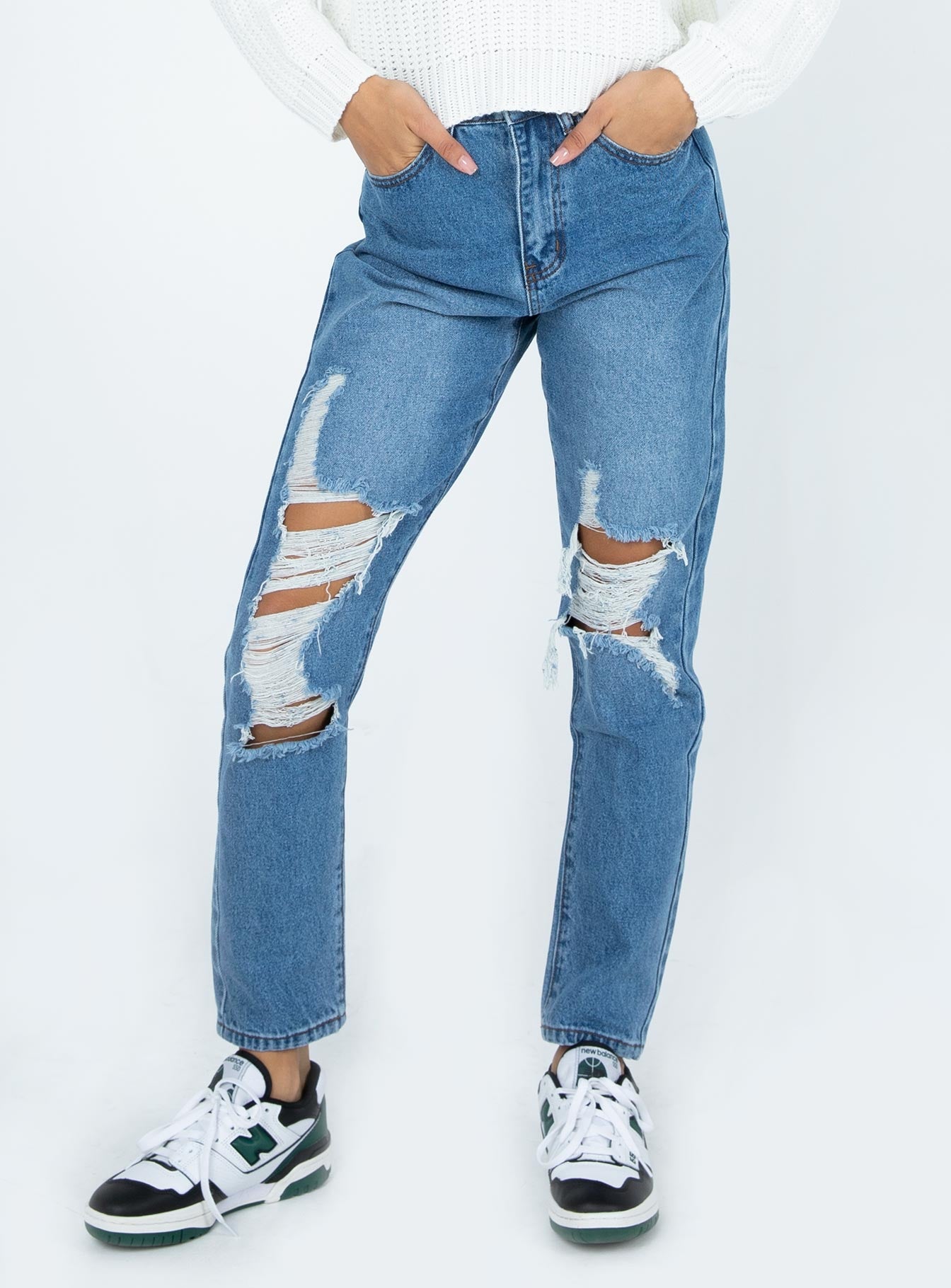 Damion Ripped Mom Denim Jeans - Image 5